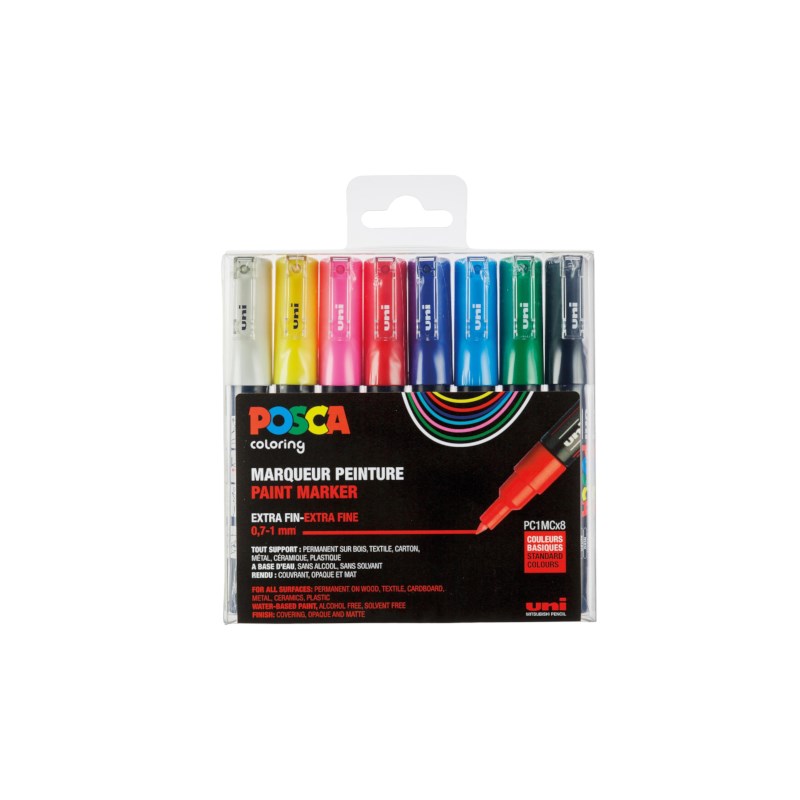 Verfstiften | Posca | PC 1M | Set 8 stuks