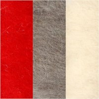 Wolvilten l Gekaarde wol | Rood/beige/wit | 3 x 10 gram