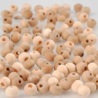 Houten kralen rond | Doorsnee 5 mm | Blank hout | Zak à 100 stuks