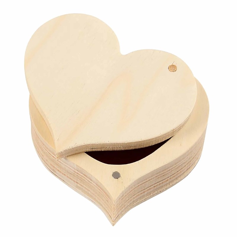 Houten doos | Hartvorm | Triplex | 9 x 4 cm